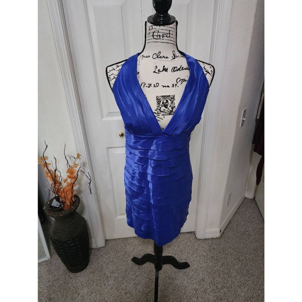 Fredericks of Hollywood Royal Blue Satin Bandage Dress SZ Small